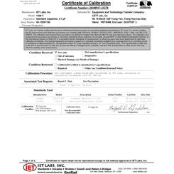 ISO-17025 Accredited Calibration with Test Data